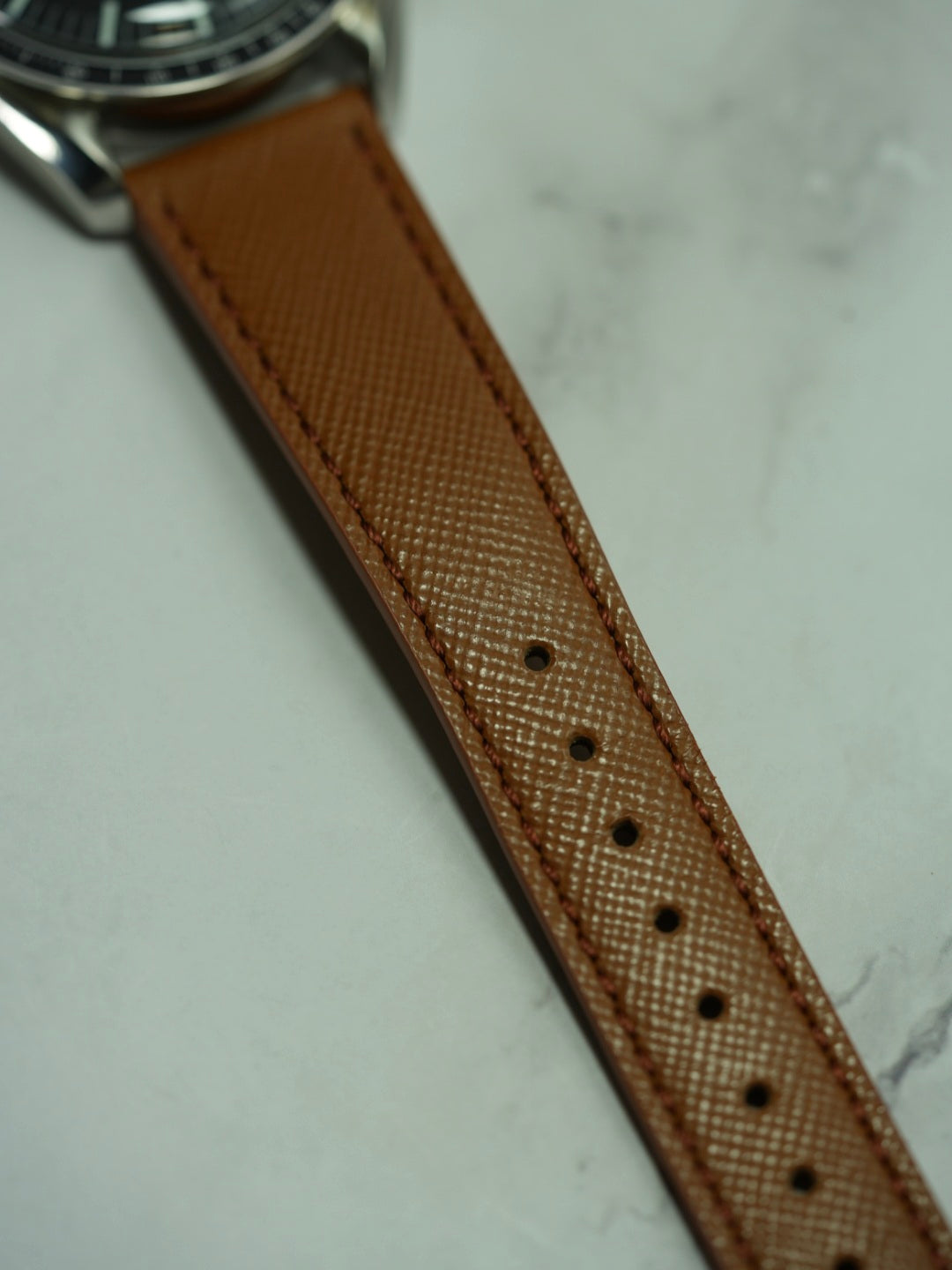 Italian Saffiano Leather For OMEGA Speedmaster Professional - Tan