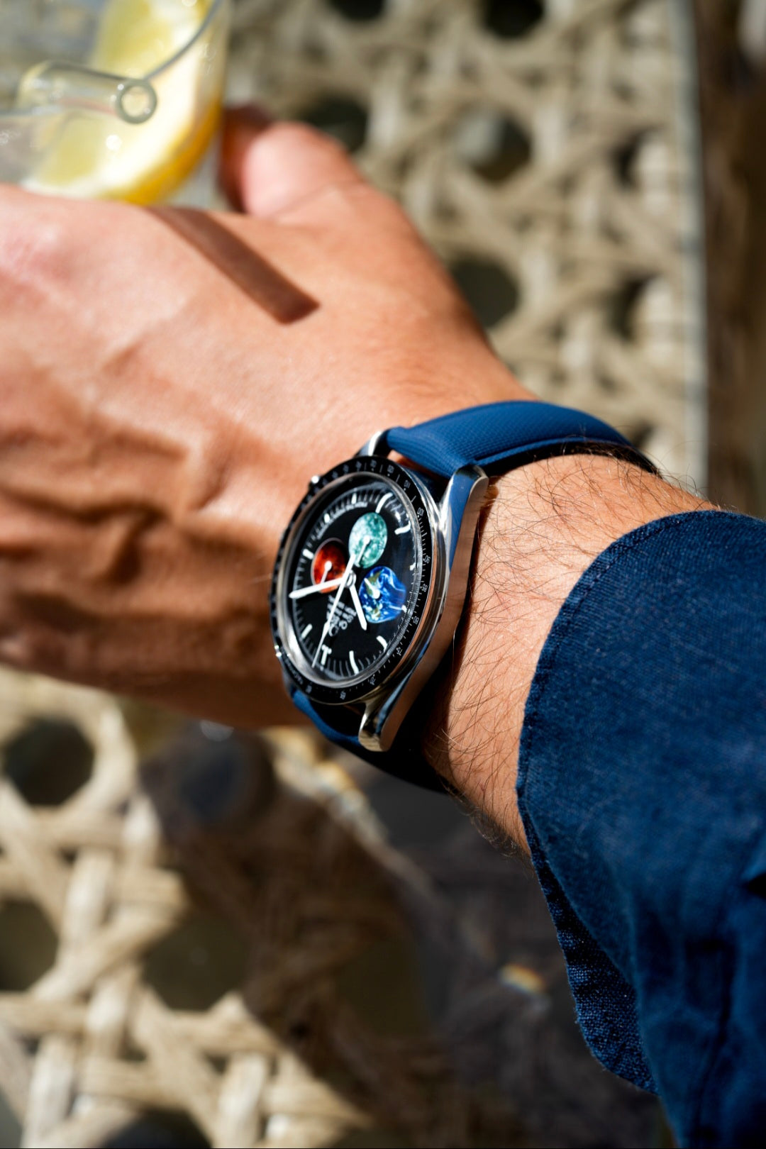 Sailcloth Effect FKM Rubber Strap with Deployant Clasp - For OMEGA