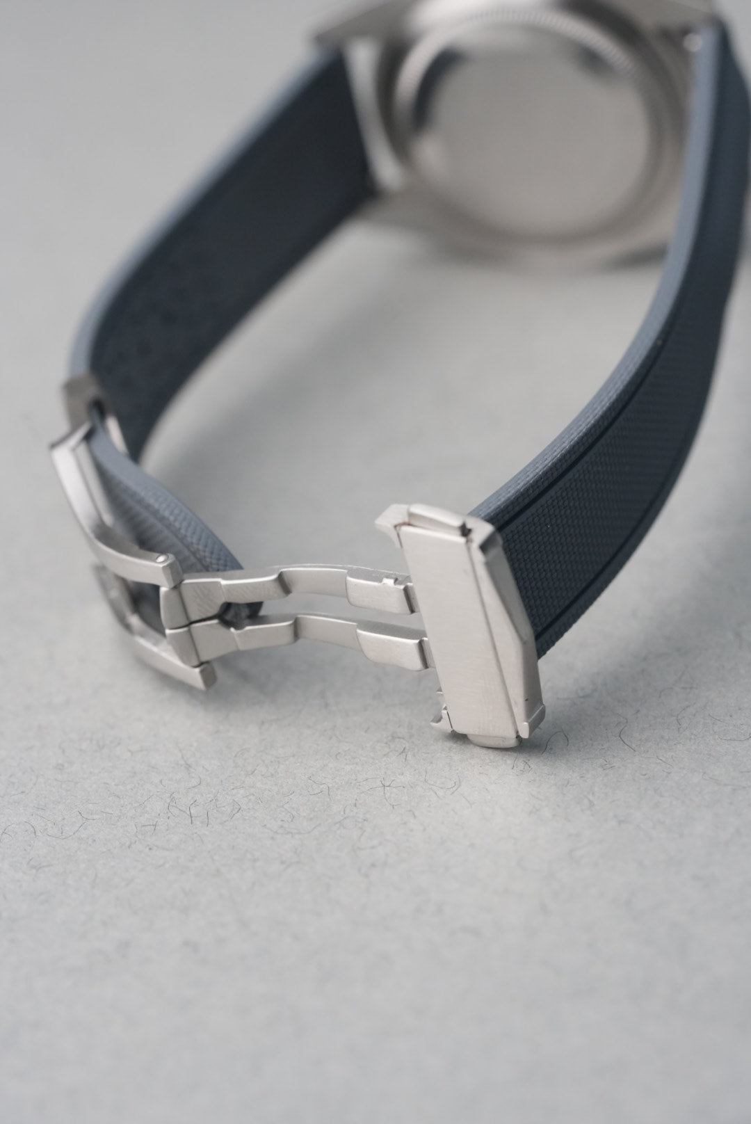 Sailcloth Effect FKM Rubber Strap with Deployant Clasp - For Rolex Submariner grey clasp
