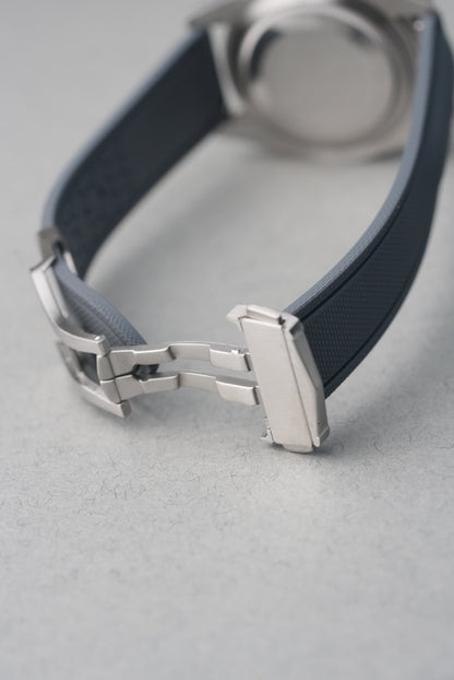 Sailcloth Effect FKM Rubber Strap with Deployant Clasp - For Rolex Submariner grey clasp