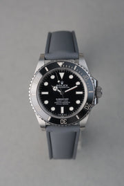 Sailcloth Effect FKM Rubber Strap with Deployant Clasp - For Rolex Submariner - Grey