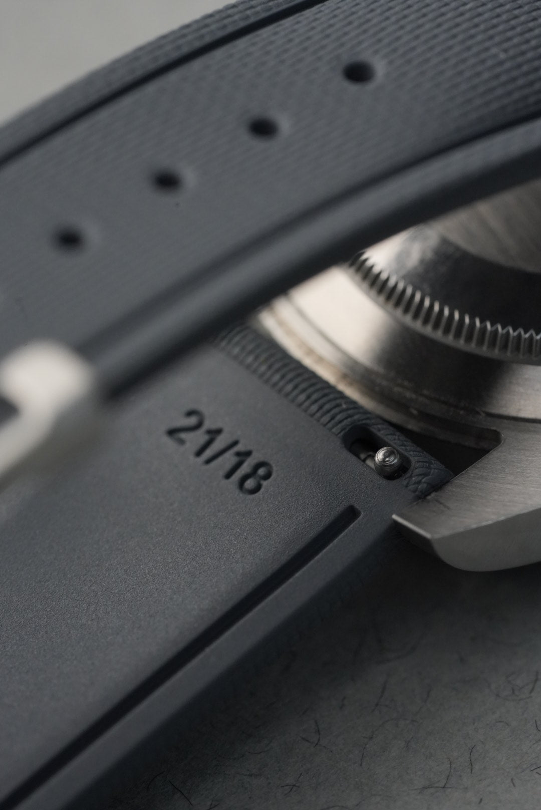 Sailcloth Effect FKM Rubber Strap with Deployant Clasp - For Rolex Submariner grey spring bar