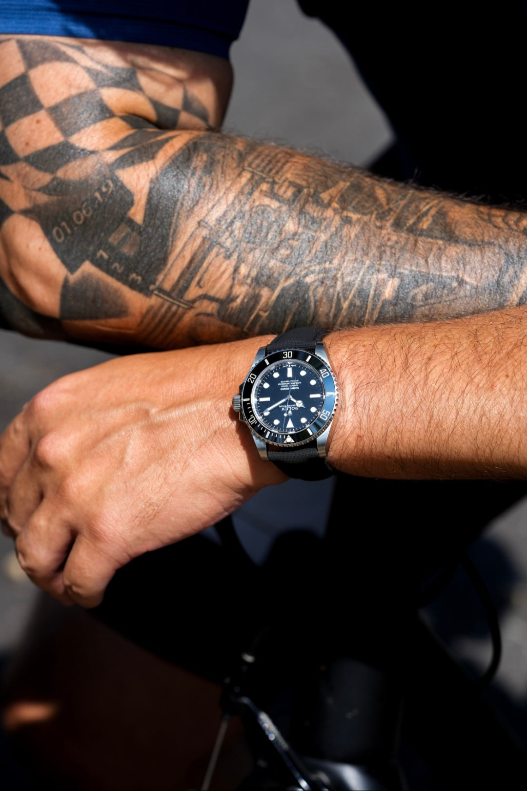 Rubber Sailcloth Strap with Deployant Clasp For Rolex Submariner