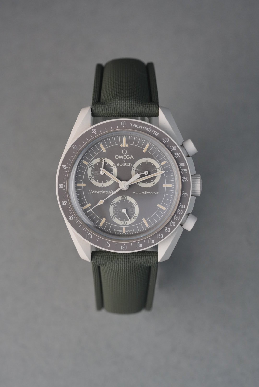 Sailcloth Effect FKM Rubber Strap with Deployant Clasp for Swatch x Omega MoonSwatch - Mission on Earth: Desert - Khaki