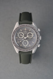 Sailcloth Effect FKM Rubber Strap with Deployant Clasp for Swatch x Omega MoonSwatch - Mission on Earth: Desert - Khaki
