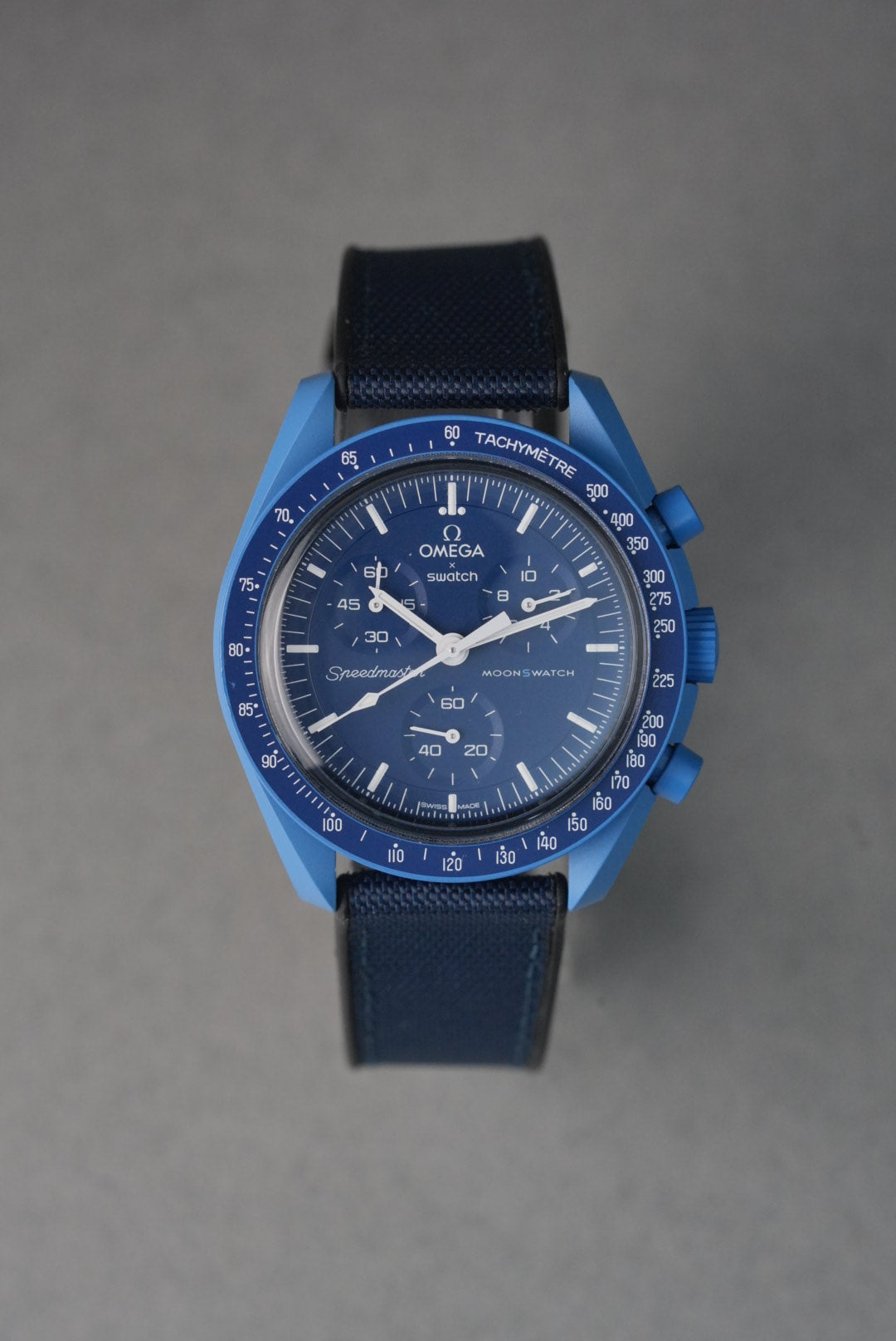 Sailcloth Hybrid Strap for for Omega x Swatch MoonSwatch – Mission to Neptune – Navy