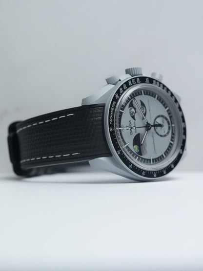 Omega X Swatch EarthPhase MoonSwatch Strap: Black & White Rubber Woven