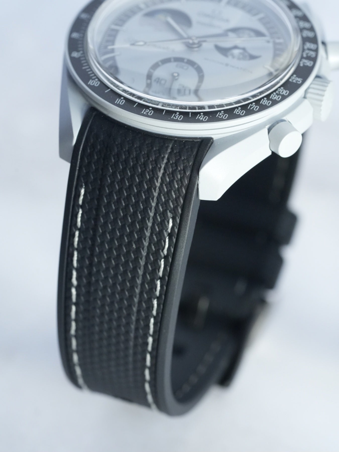 Omega X Swatch EarthPhase MoonSwatch Strap: Black & Grey Rubber Woven