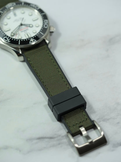 Sailcloth Hybrid FKM Strap for OMEGA Seamaster Diver 300M - Khaki