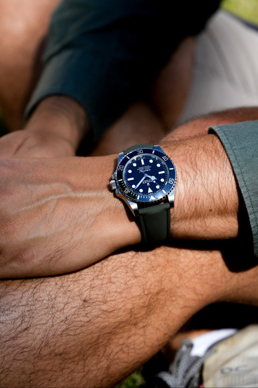 Sailcloth Effect FKM Rubber Strap with Deployant Clasp - For Rolex Submariner