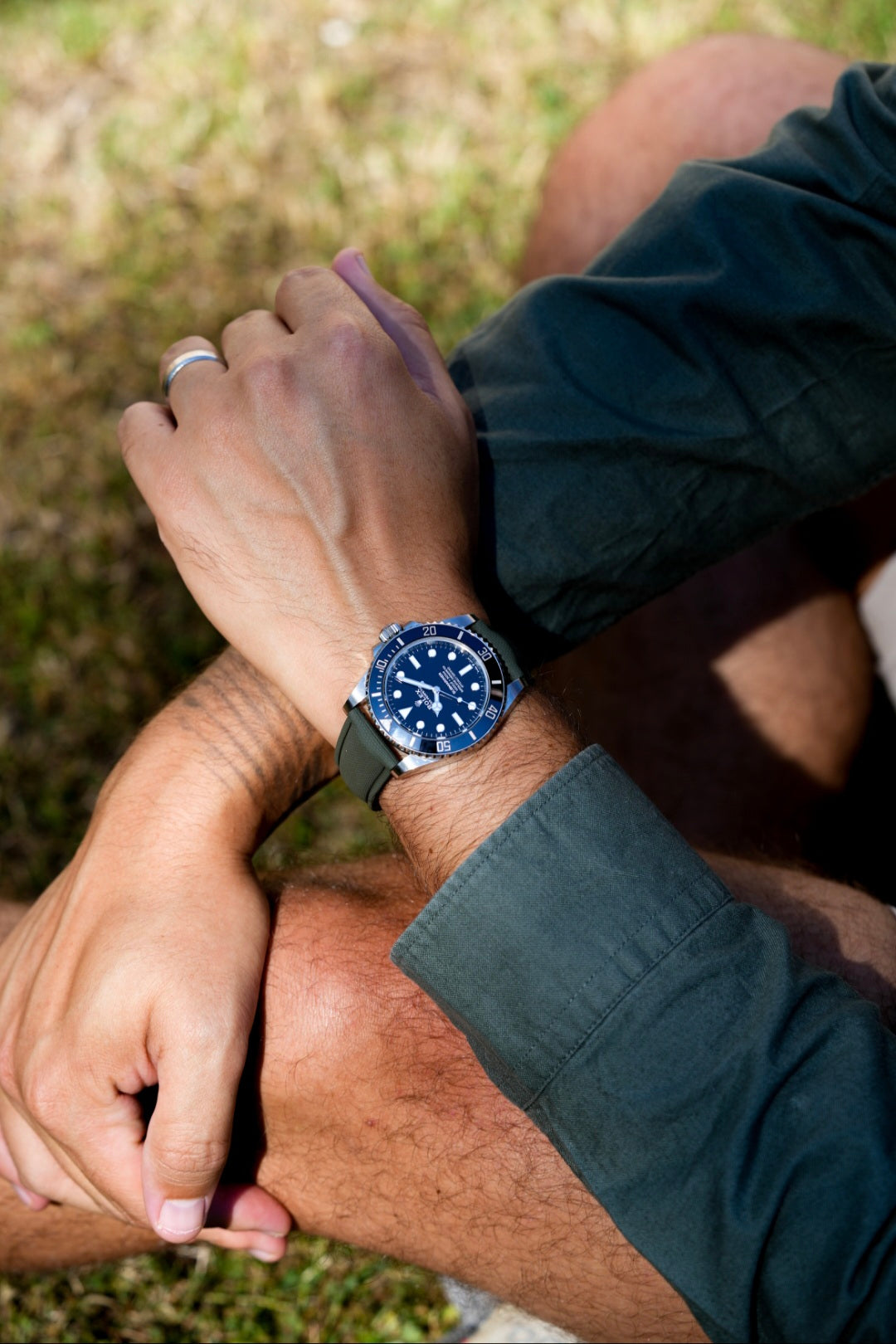 Rubber Sailcloth Strap with Deployant Clasp For Rolex Submariner