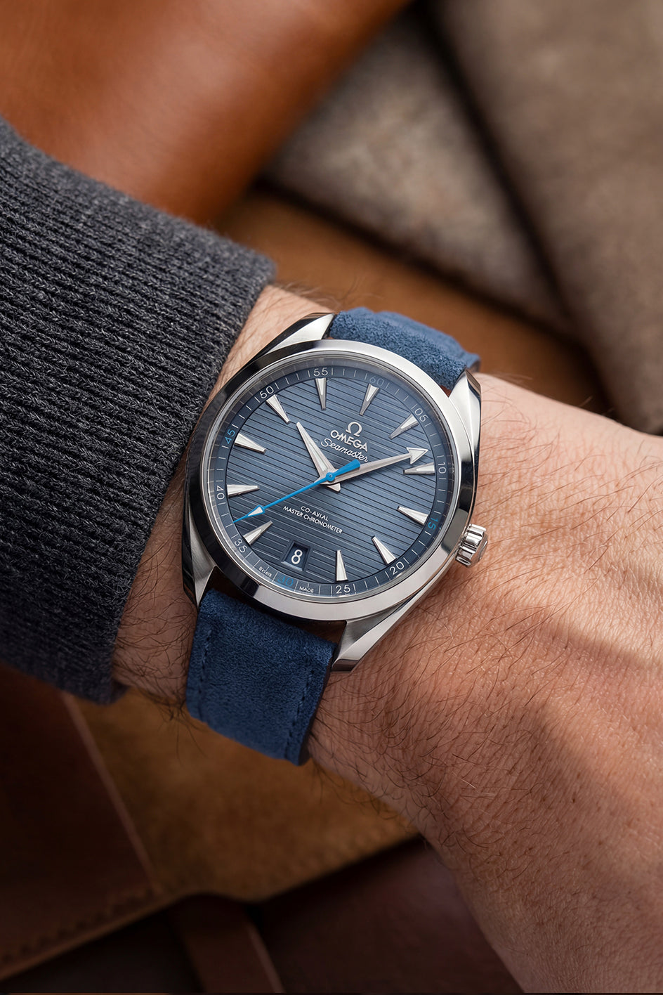 Omega Seamaster Aqua-Terra Blue Suede Leather Strap