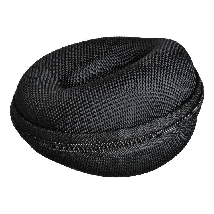 Black mesh watch case with zipper on a white background