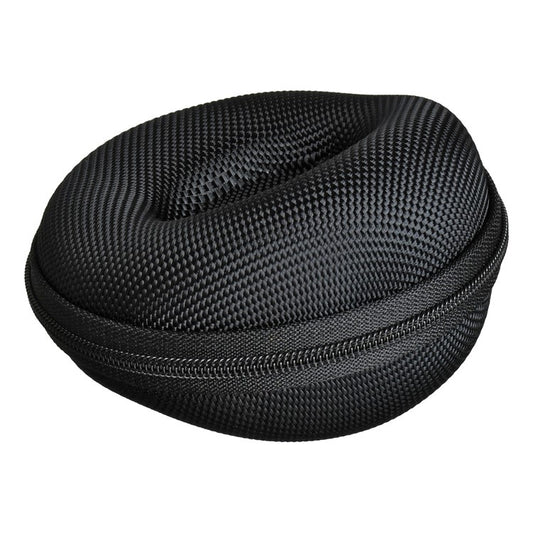 Black mesh watch case with zipper on a white background