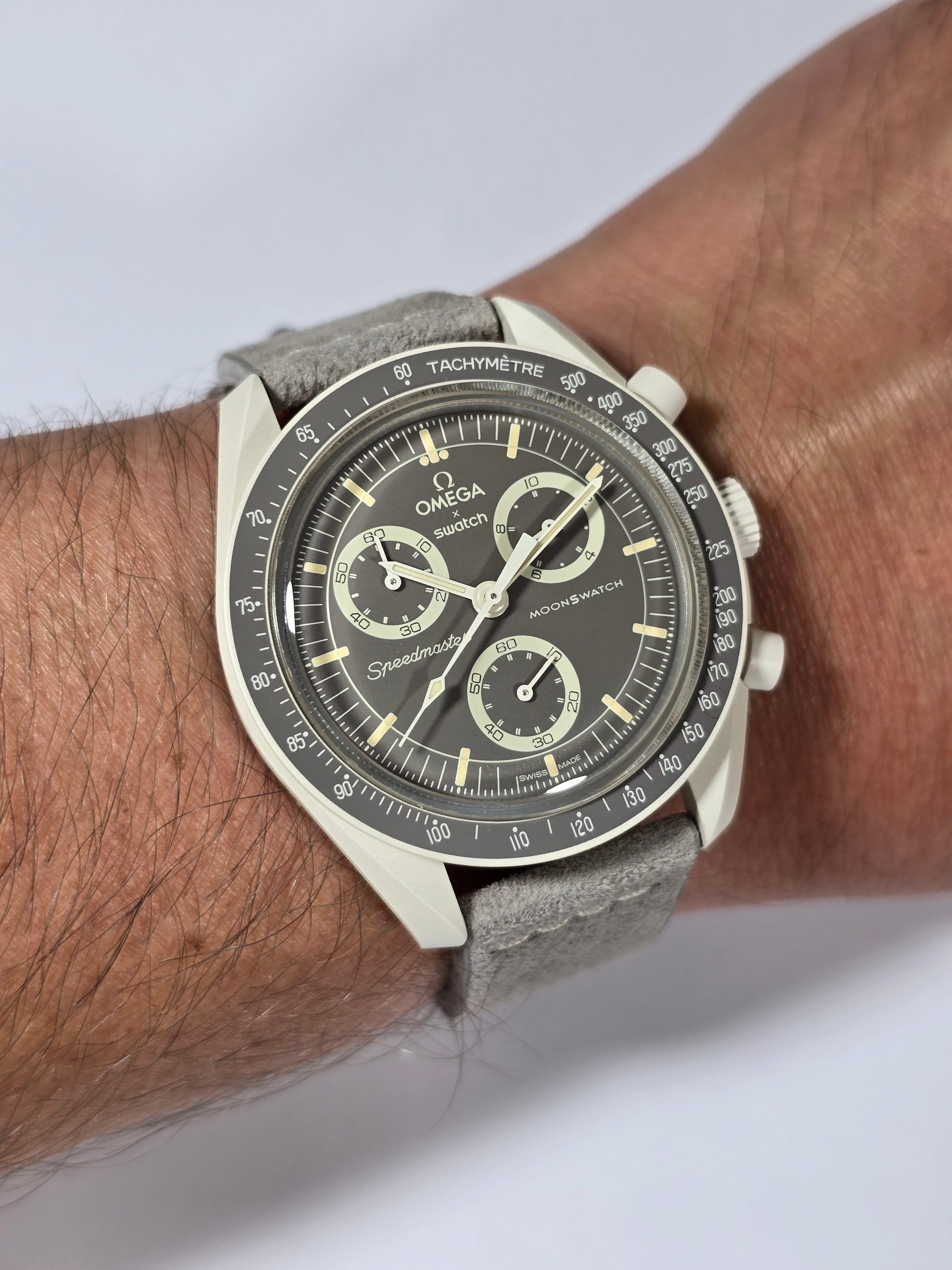 Suede Strap for Omega x Swatch MoonSwatch – Mission on Earth: Desert – Ash strap replacment