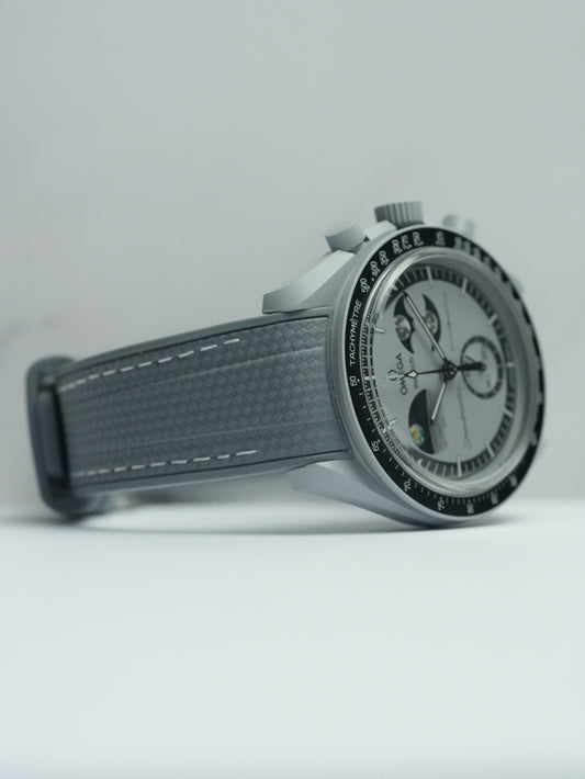 Omega X Swatch EarthPhase MoonSwatch Strap: Rubber Woven - Grey & White