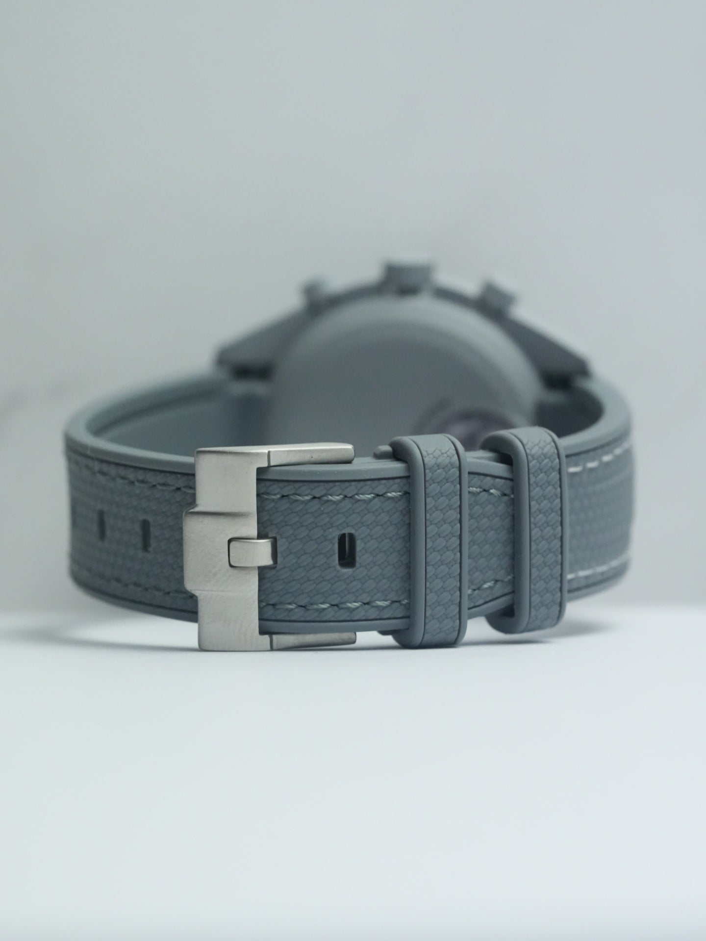 Omega X Swatch EarthPhase MoonSwatch Strap: Rubber Woven - Grey & White