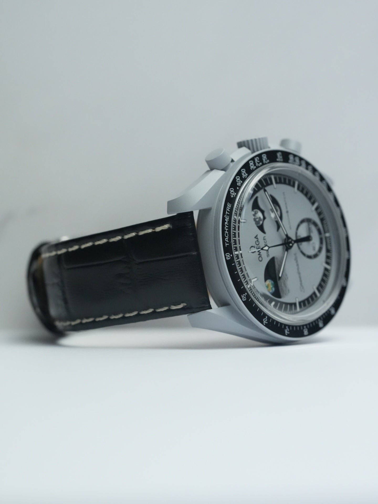 Omega X Swatch EarthPhase MoonSwatch Strap: Embossed Leather Black