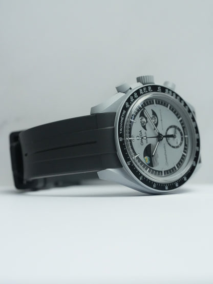 Omega X Swatch EarthPhase MoonSwatch Strap: Black Curved Rubber