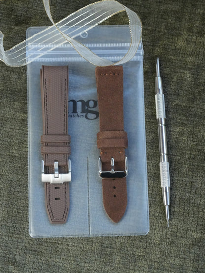 Strap Gift Set: Two Brown Straps & Spring Bar Tool