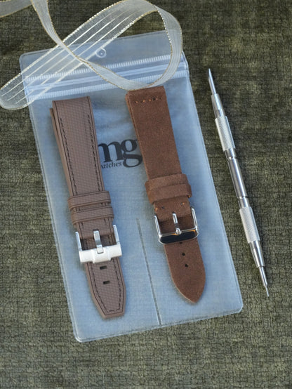 Strap Gift Set: Two Brown Straps & Spring Bar Tool