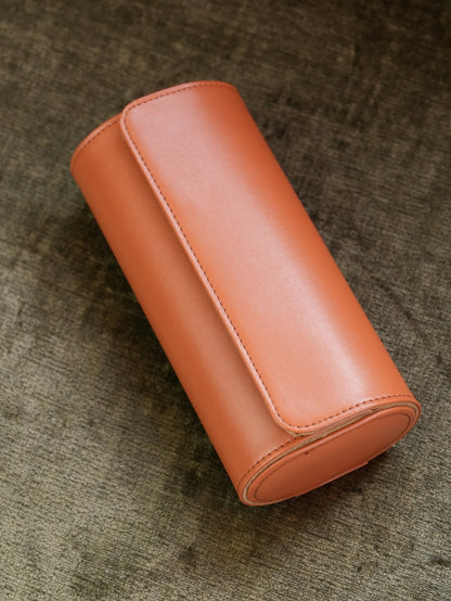 Three Slot Travel Watch Roll – Tan