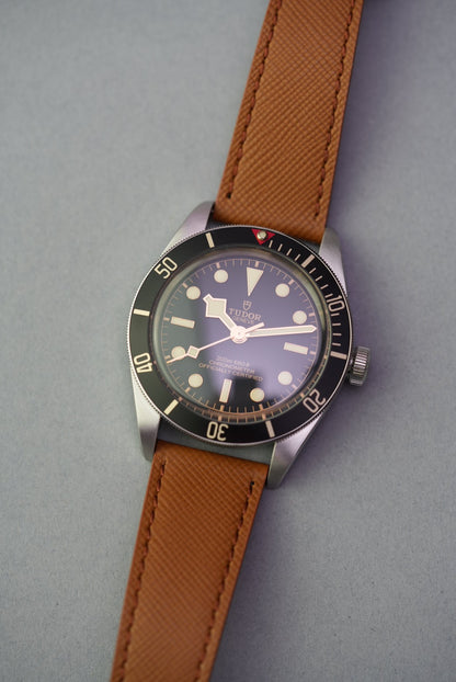 tan-saffiano-strap-tudor-top-view