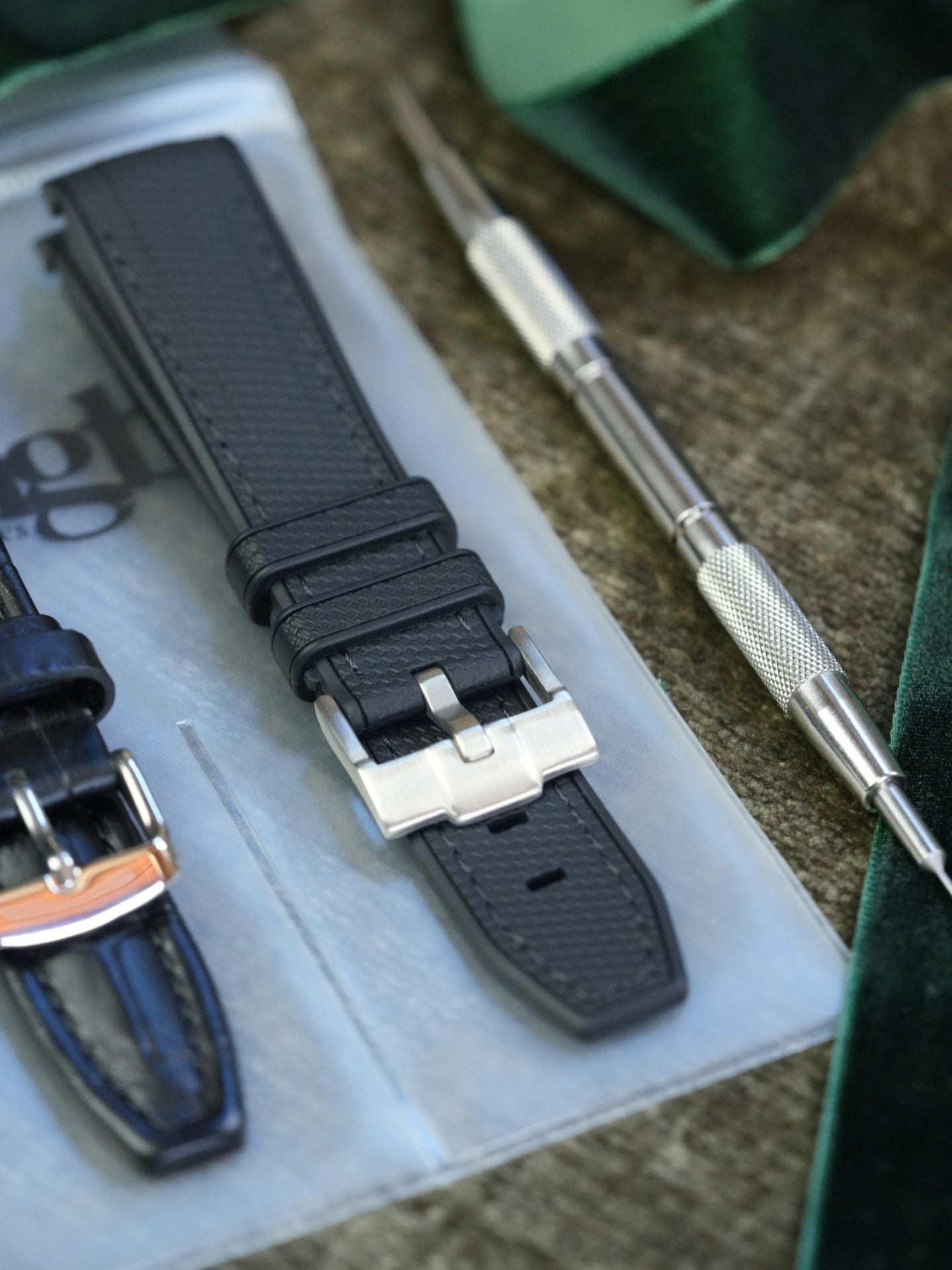 Strap Gift Set: Two Black Straps & Spring Bar Tool