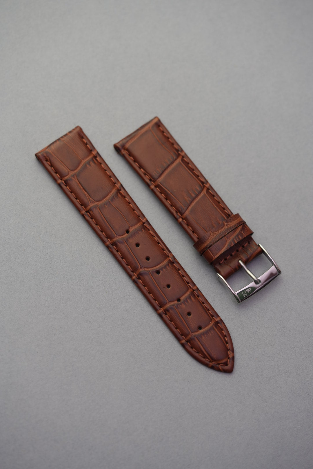  Almond light brown embossed calfskin leather strap – elegant leather watch strap replacement for traditional and heritage watches.