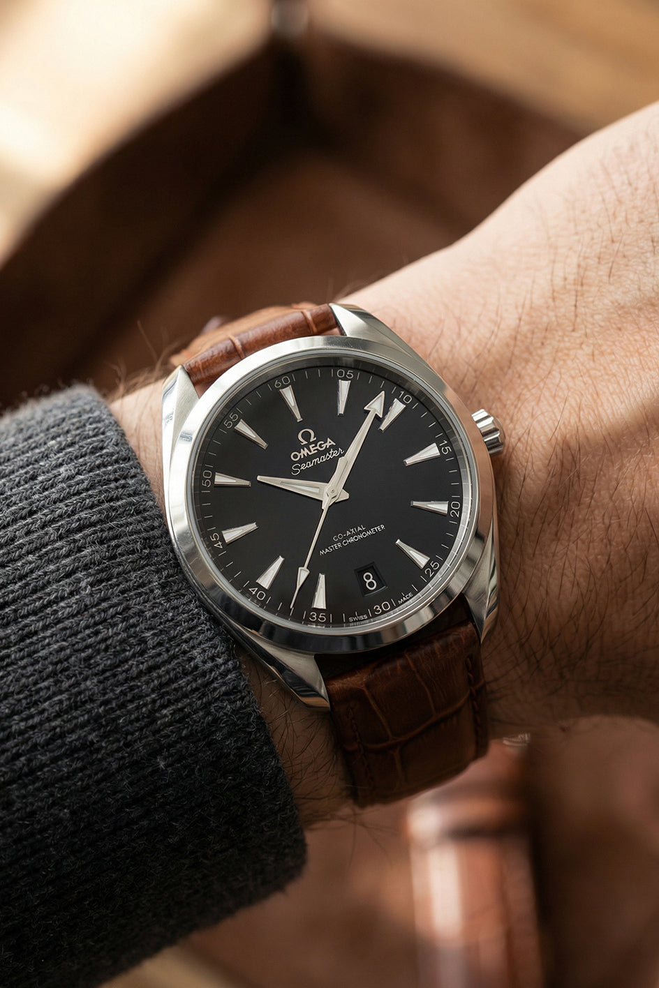 Omega Seamaster Aqua Terra 150M Alligator Embossed Leather Strap Replacement