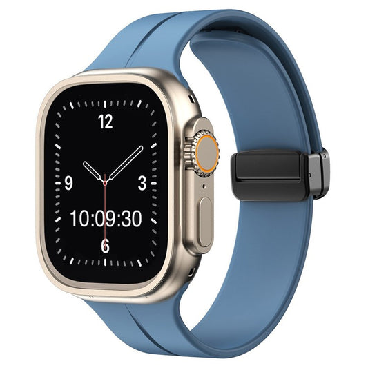 Slate blue Apple Watch magnetic silicone strap – soft-touch band with hidden magnets for all-day comfort and compatibility with Series 1 to Ultra