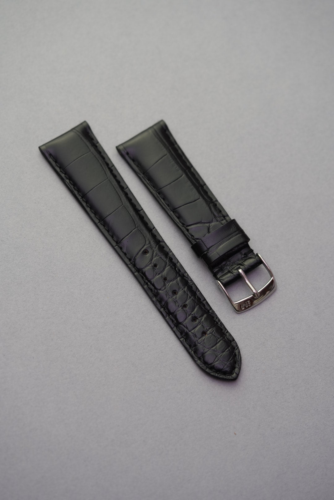 Black alligator leather watch strap replacement fla strap replacement for Omega Seamaster