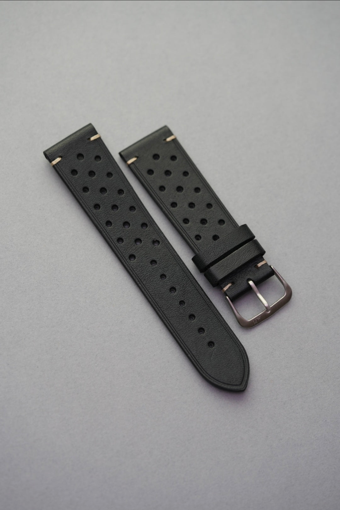 Black perforated leather watch strap replacement standard strap replacement for Omega Speedmaster