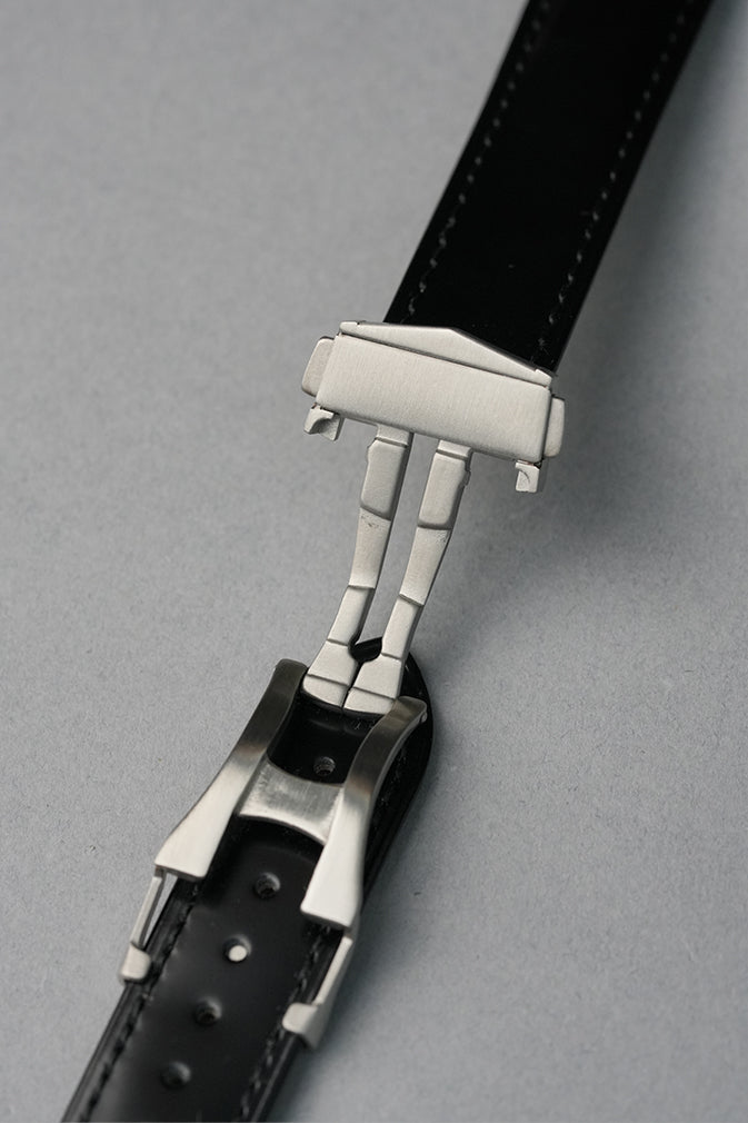 Black smooth leather deployant clasp MGB Watches