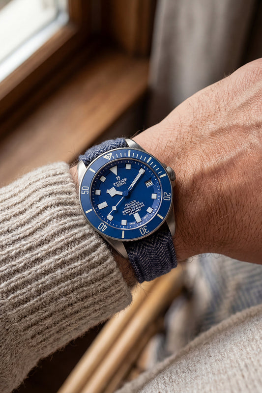 Tudor Pelagos Navy Tweed Strap Herringbone Fabric
