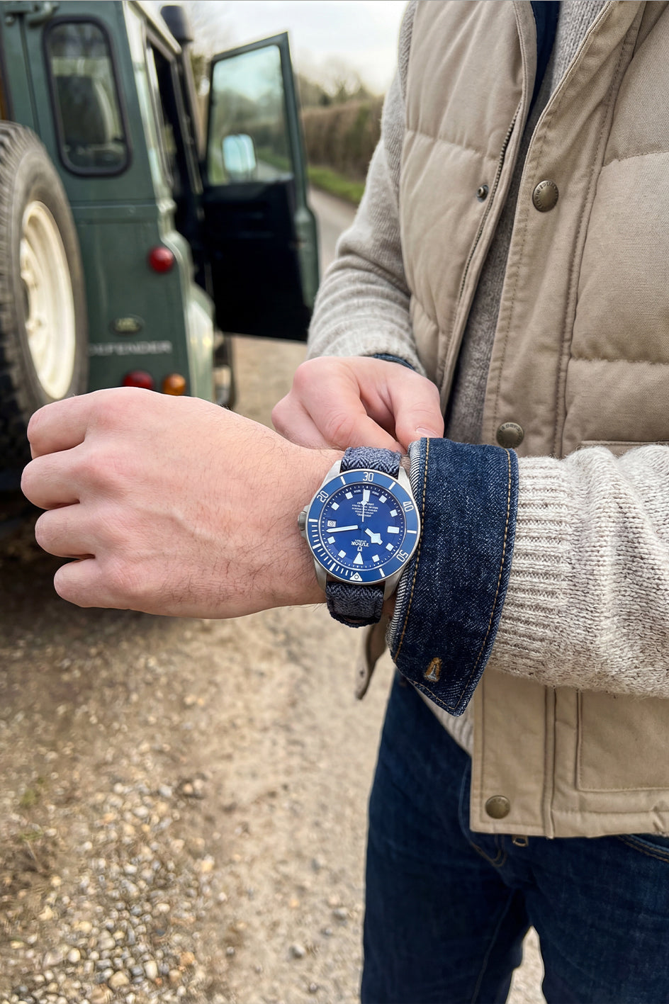 Tudor Pelagos Navy Tweed Strap Herringbone Fabric