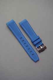 Rubber Curved Strap for Omega x Swatch MoonSwatch – Mission to the MoonPhase – Blue with Blue Stitch