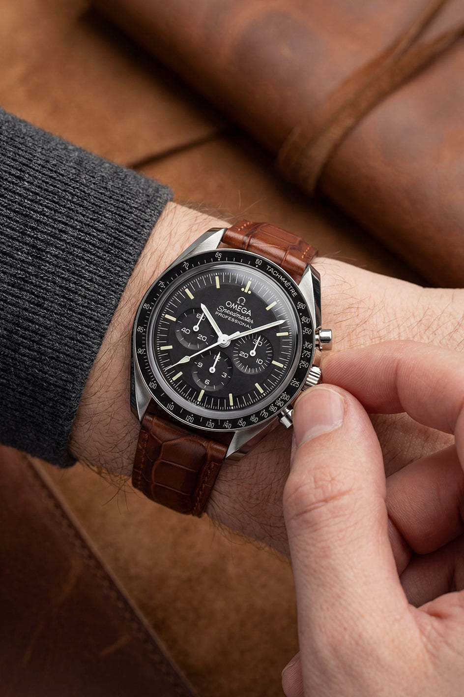 Alligator Watch Strap for Omega Speedmaster