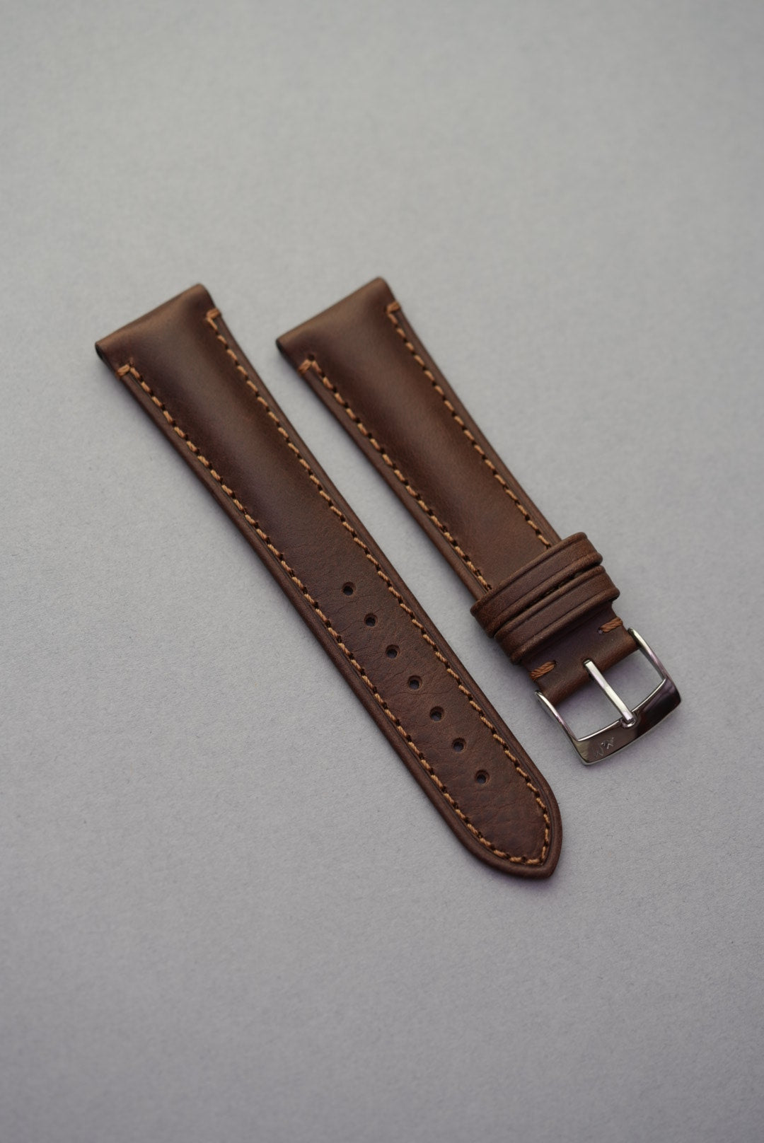 Brown leather watch strap detail stitching strap replacement for Omega Speedmaster