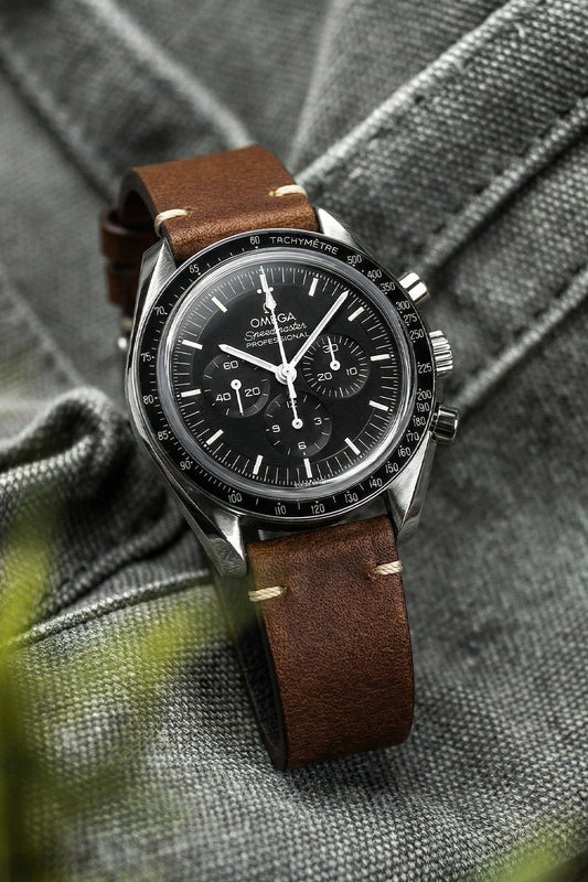 Omega Speedmaster Professional Vintage Calfskin Leather Strap Replacement