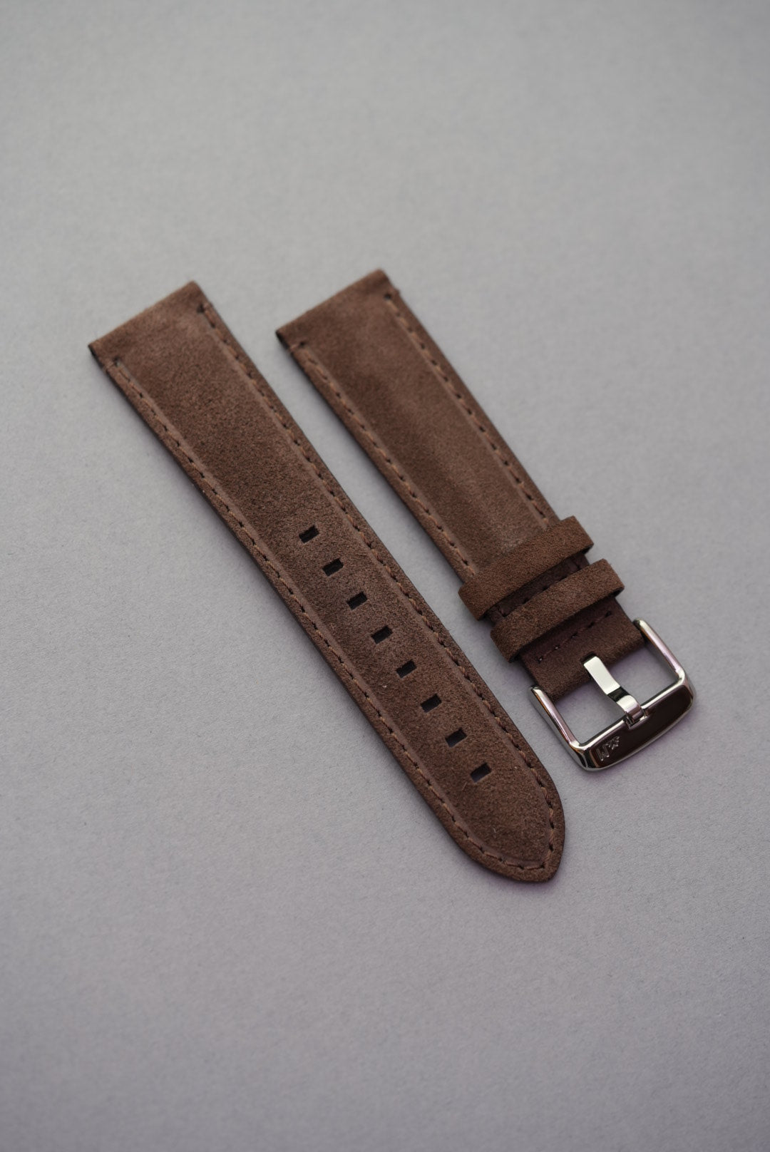 Brown suede leather watch strap replacement flat strap replacement for Omega Seamaster