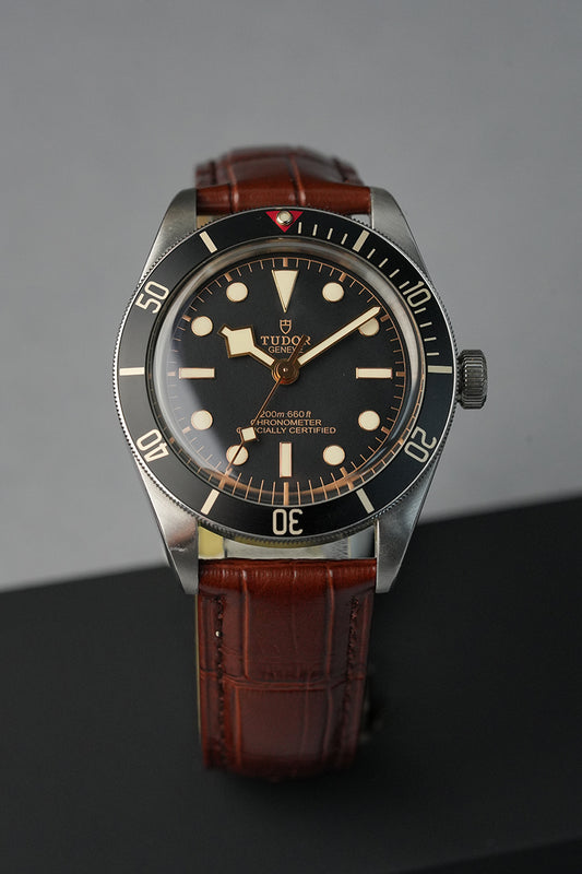 Embossed Alligator Deployant Leather Watch Strap – For Tudor Black Bay