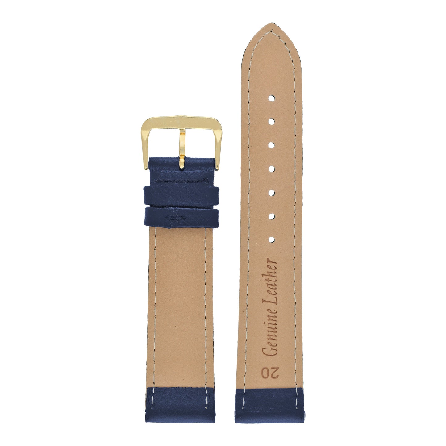 Buffalo Grain Stitched Leather Watch Strap (8mm-40mm)