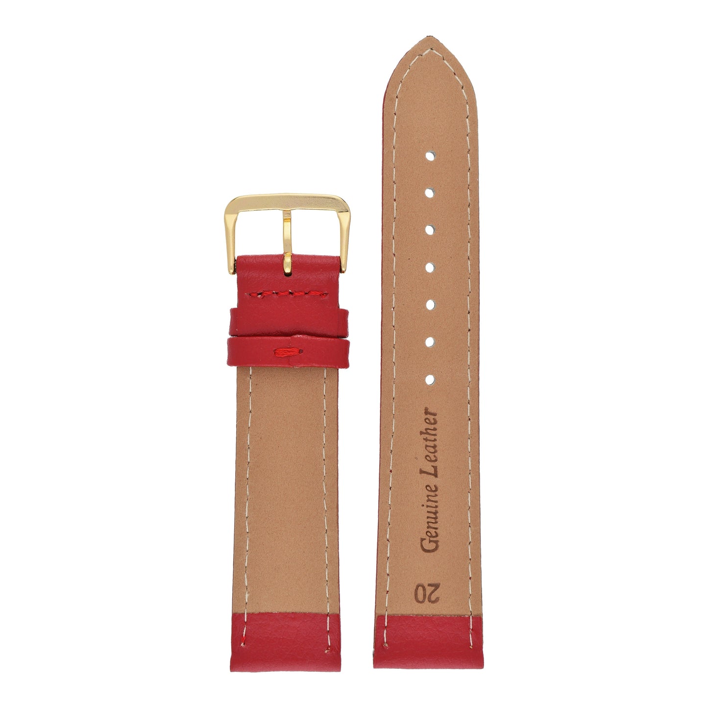 Buffalo Grain Stitched Leather Watch Strap (8mm-40mm)