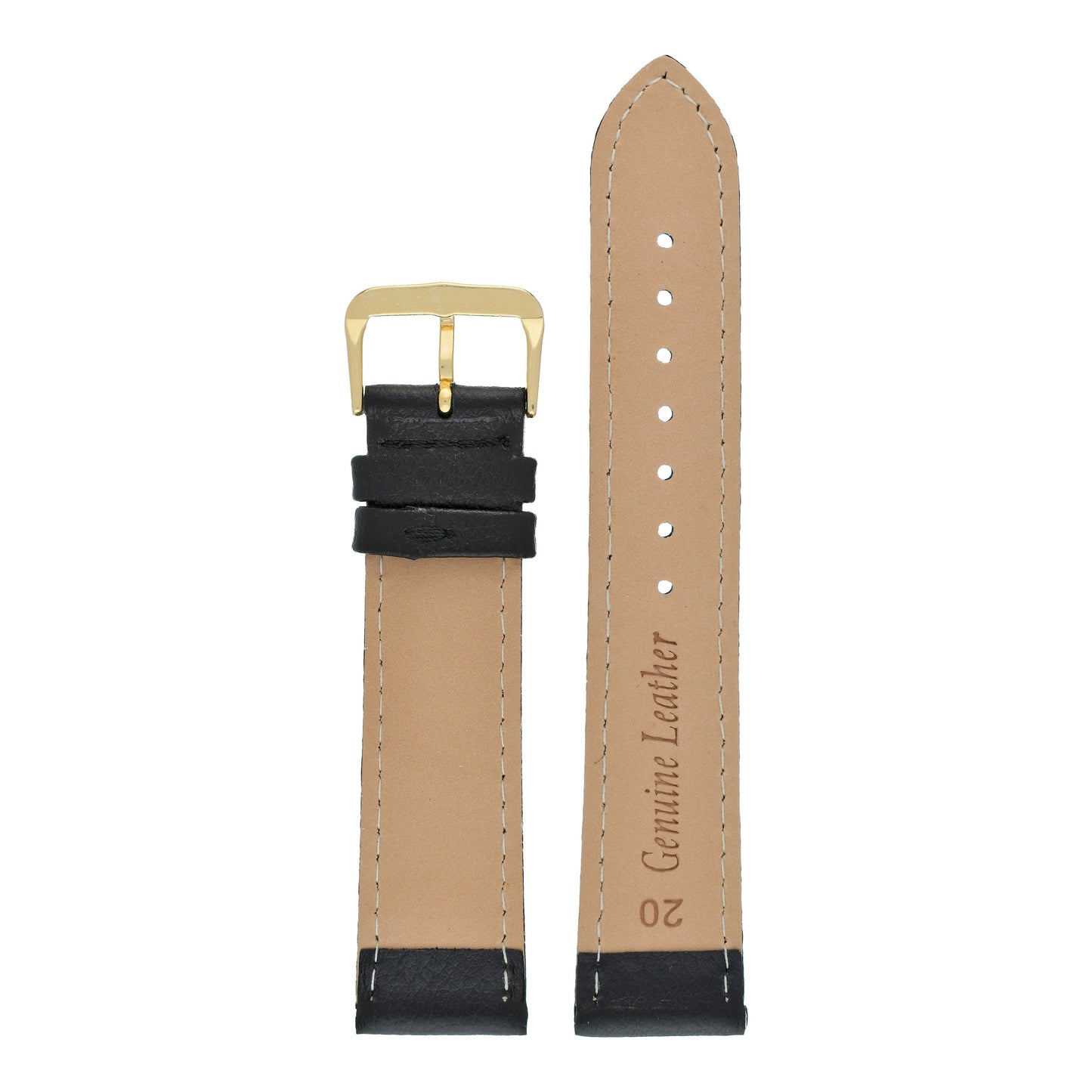Buffalo Grain Stitched Leather Watch Strap (8mm-40mm)
