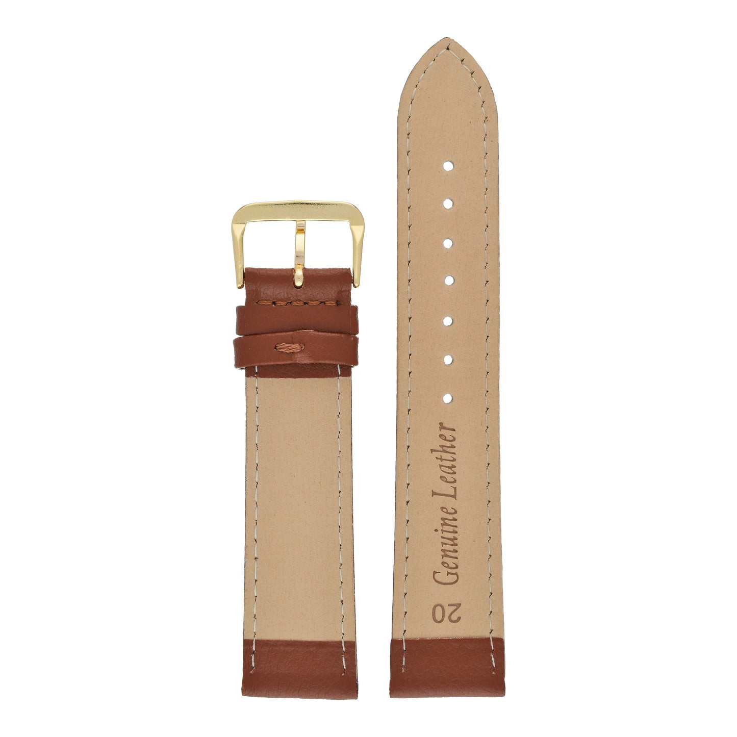 Buffalo Grain Stitched Leather Watch Strap (8mm-40mm)