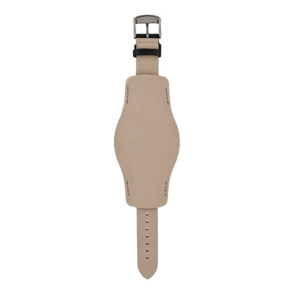 Black bund strap, reverse showing natural leather pad backing