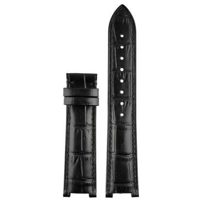 Black crocodile leather Cartier Pasha watch strap, front view