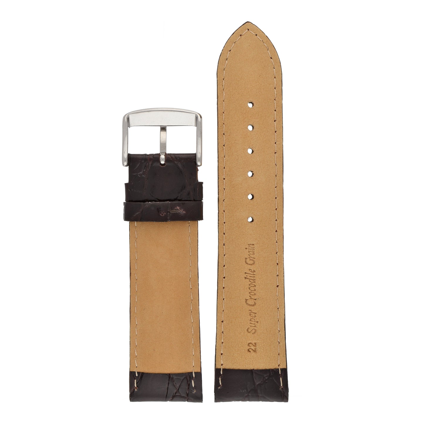 Classical Crocodile Grain Leather Watch Strap