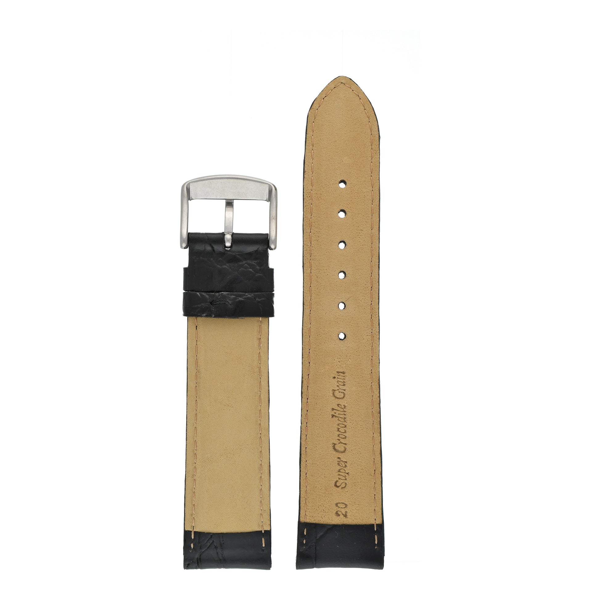 Classical Crocodile Grain Leather Watch Strap